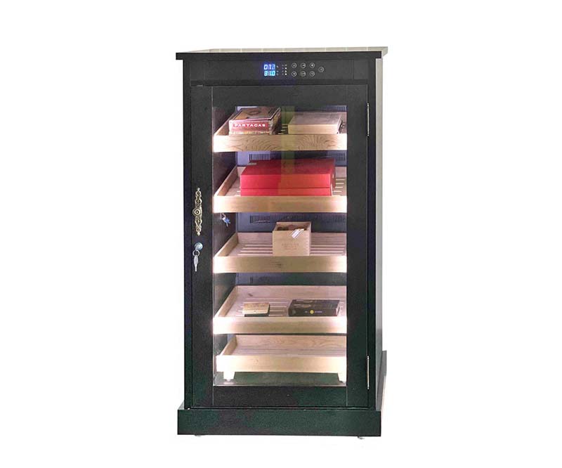 Precise Control Elegant Wood Electric Cigar Display Cooler Cabinet With Locker