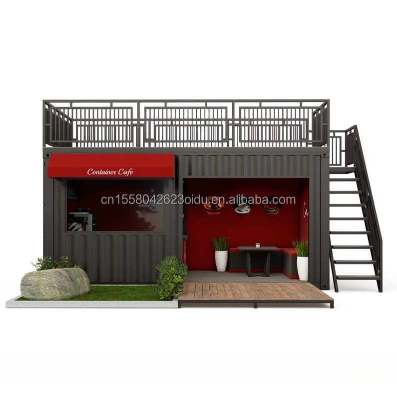 Luxury Shipping Container Bar 20FT Container Coffee Shop and Restaurant with Galvanized Steel Bending 180g