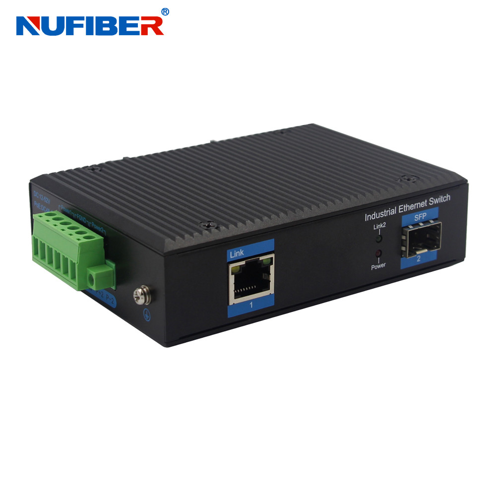 1000M Industrial 1xRj45+1xSFP media converter Din rail IP40 for outdoor Network -40-85degrees
