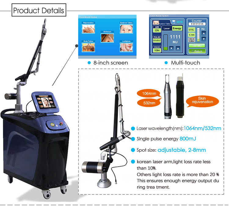 Skin Rejuvenation ND YAG Laser Machine Q Switched 1064nm Carbon Laser Peel Machine