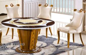 Wholesale 8 persons round marble table with Lazy Susan dining room furniture from china suppliers
