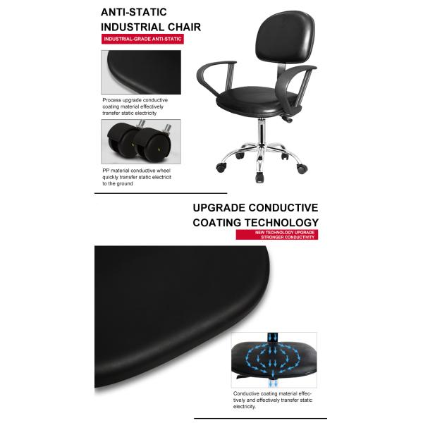 Cleanroom Antistatic Chairs ESD Office Swivel Stools Lab Chair With Armrest