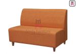 Solid Wood Leg Brown Leather Upholstered Restaurant Booth 120cm Length