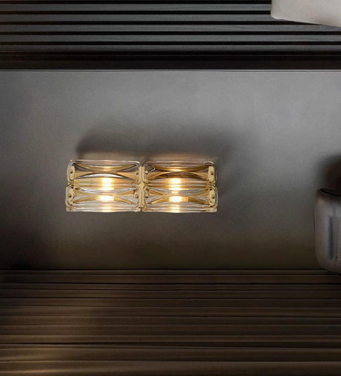 Crystal wall lamp postmodern simple living room TV wall background lamp light luxury atmosphere long strip bedroom bedside lamp