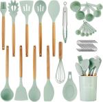 Silicone Kitchen Utensil Sets Wooden Handle Kitchen Gadgets Utensils Set