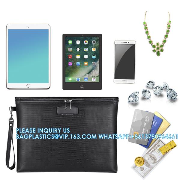 Large Size Fireproof Document Bag Non-Itchy Silicone Coated Fiberglass Waterproof Document Holder With Shoulder Strap