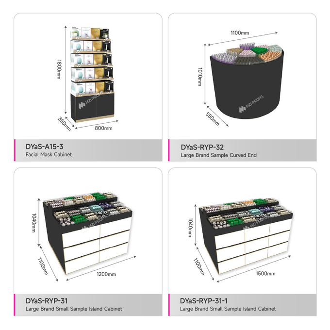 Customized Retail Store Display Rack for Samples and Skincare - Island Unit for Beauty Store Design