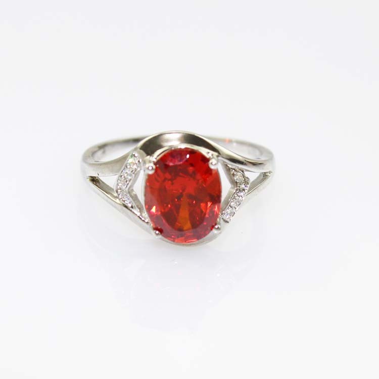 925 Silver Jewelry Oval Purple Cubic Zircon and Rhinestone Ring(R123)