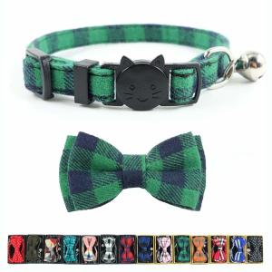 Wholesale Breakaway Bow Tie Cat Collar With Bell Plaid Design Adjustable Safety from china suppliers