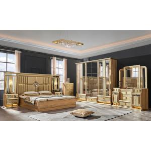 Wholesale Wooden Modern Gold King Size Bed Double Master Room Villa Home Royal Full Queen Wood Luxury Bedroom Furniture Set from china suppliers