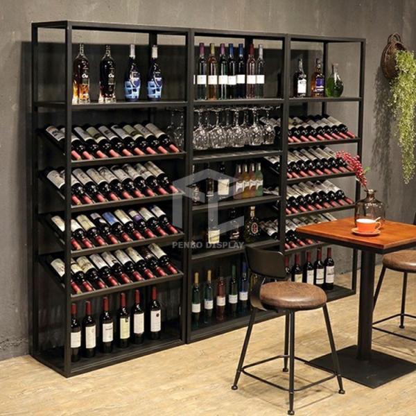Electroplate Stainless Steel Wine Display Cabinet OEM Metal Wine Racks Free