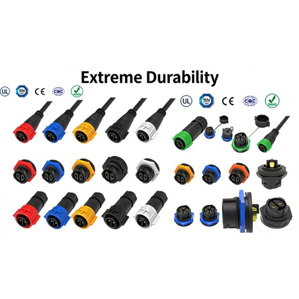 M16 4 Pin 300V Waterproof Power Connector Plastic Cable To Cable Connectors