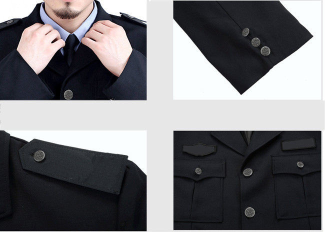Single Breasted Security Guard Uniform , Long Sleeve Black Security Jacket For Men