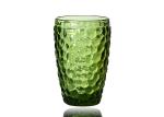 Vintage Green Hand Pressed Wine Glasses 9oz Crystal Wine Goblets