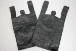 Plastic Bag-Black Plain Embossed T Shirt Bag 11.5"x6.5"x21.5" 13 mic - 100 bags