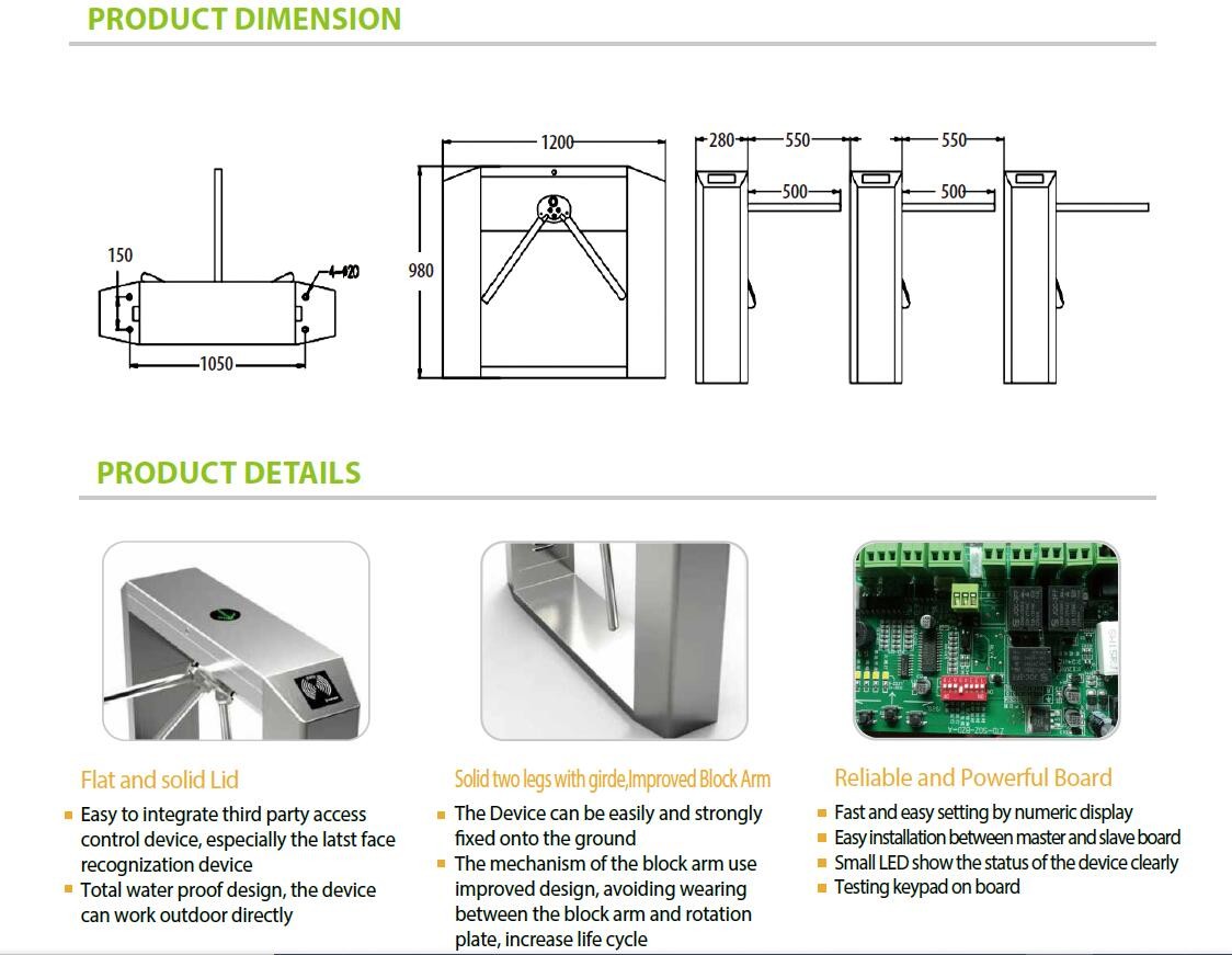 Stainless Steel Security Tripod Turnstile Gate For Middle Lane TR201