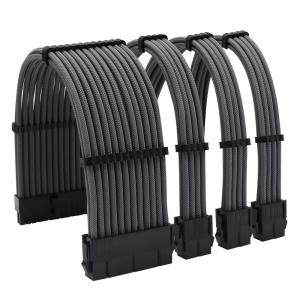Wholesale Hot Selling Arc Cable Cotton Sleeved Computer PC ATX Used Male to Female Stripped Curved Extension Cord 18AWG 300mm from china suppliers