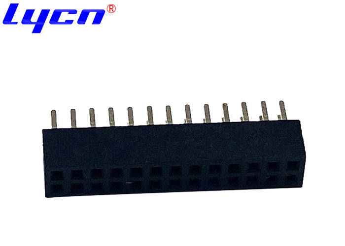 O Type Terminal Female Header Connector 180 Degree DIP Straight Double Row