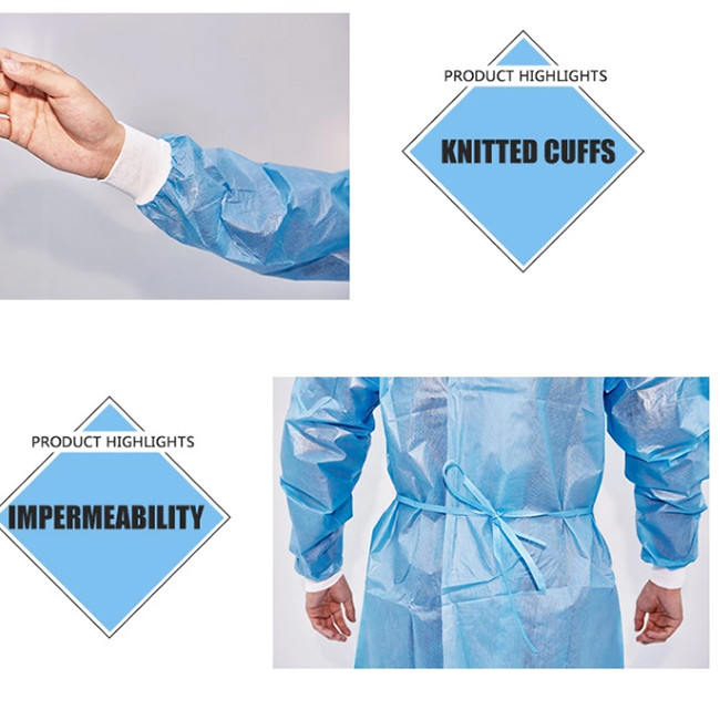 Knitted Cuff Back Ties Ophthalmology FDA Surgeon Gown