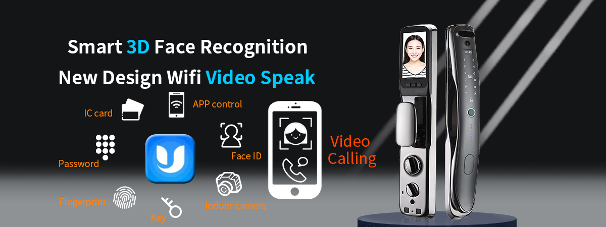 Face ID Intelligent Tuya Door Lock Intercom IC Card App Controlled Smart Door Lock