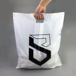 14x17 White Black Die-cut handle mailing bag, Plastic carry Bags, Gift Bags,