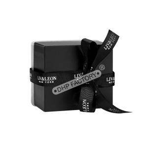 Wholesale Black Jewelry Packaging Boxes With Black Ribbon And Velvet Insert from china suppliers