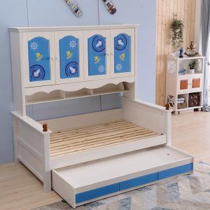 Wholesale multi-functional 4 cloth cabinets blue children bed from china suppliers