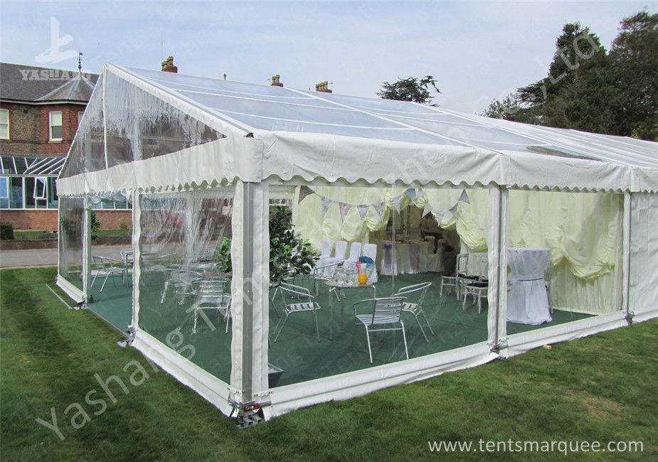 Clear Top and Wall PVC Fabric Cover Outdoor Luxury Wedding Tents with White Linings