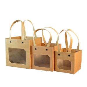 Wholesale Square Handbag Cardboard Gift Packaging Box PVC Transparent Window from china suppliers