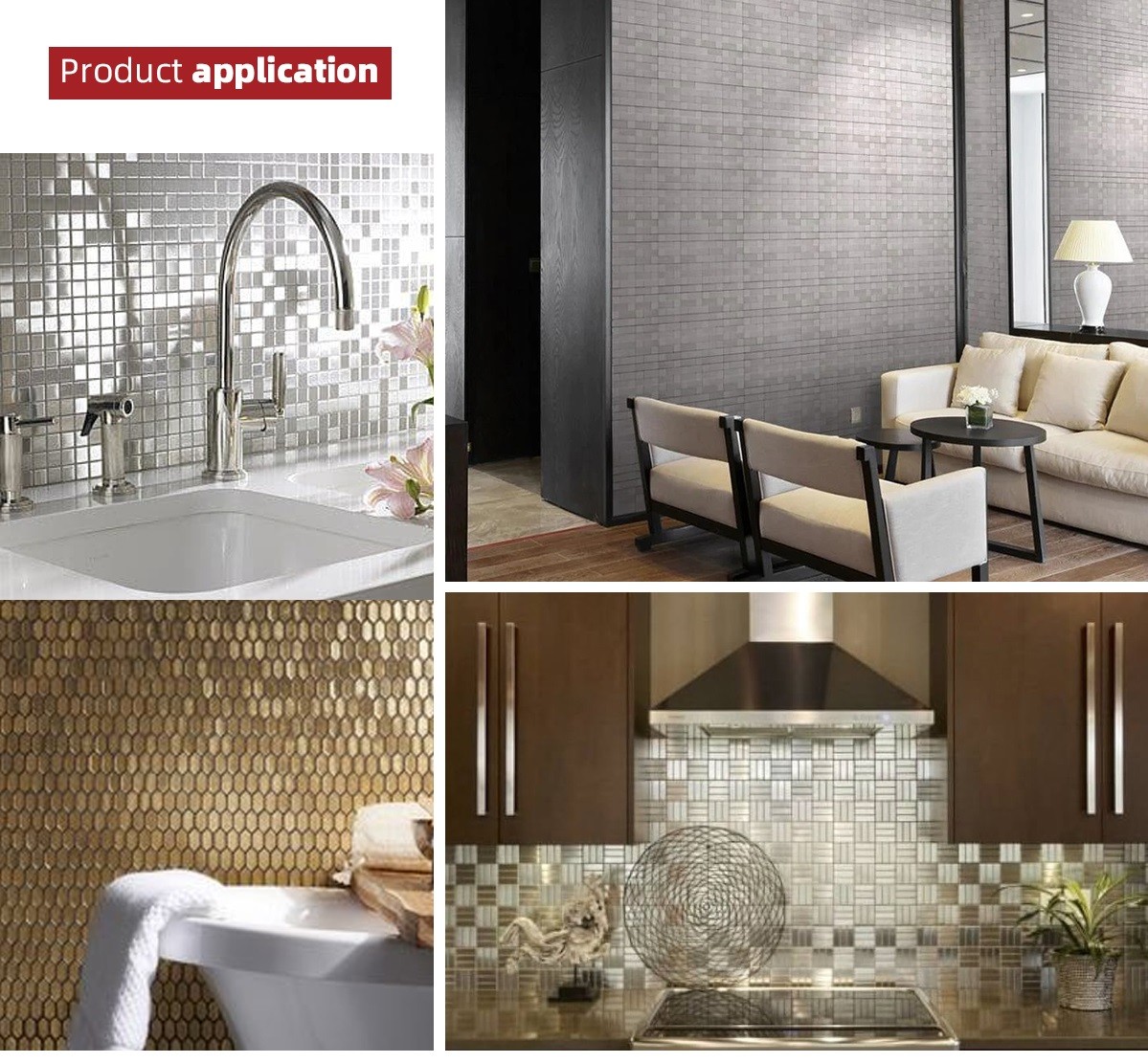 48mmx48mm Metal Mosaic Tile 304 Double Color Mirror Stamped Mosaic Stainless Steel Tiles
