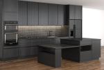 Lacquer Paint Black Modern Design Kitchen Cabinet Quartz Stone 15mm