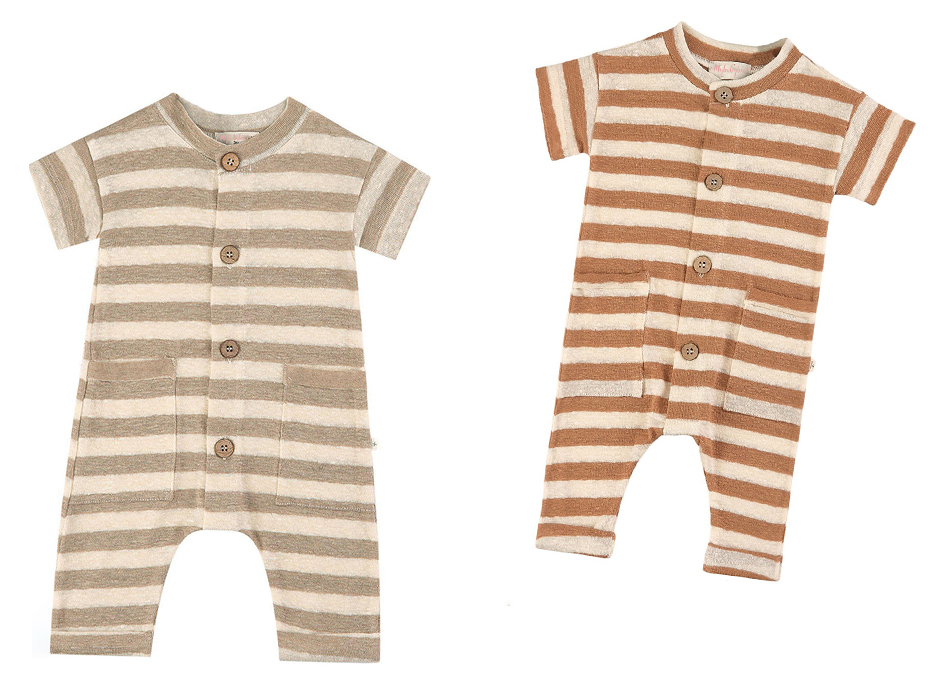 Hot sale Wooden Buttons Cotton Stripe Knitted Newborn Toddler baby rompers