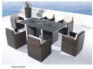 China 7-piece resin wicker rattan outdoor patio dining set for 6 people-8203 on sale