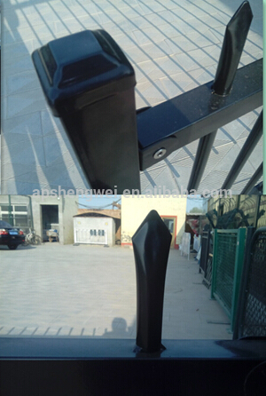 Black powder coated spear top galvanised tubular metal fence