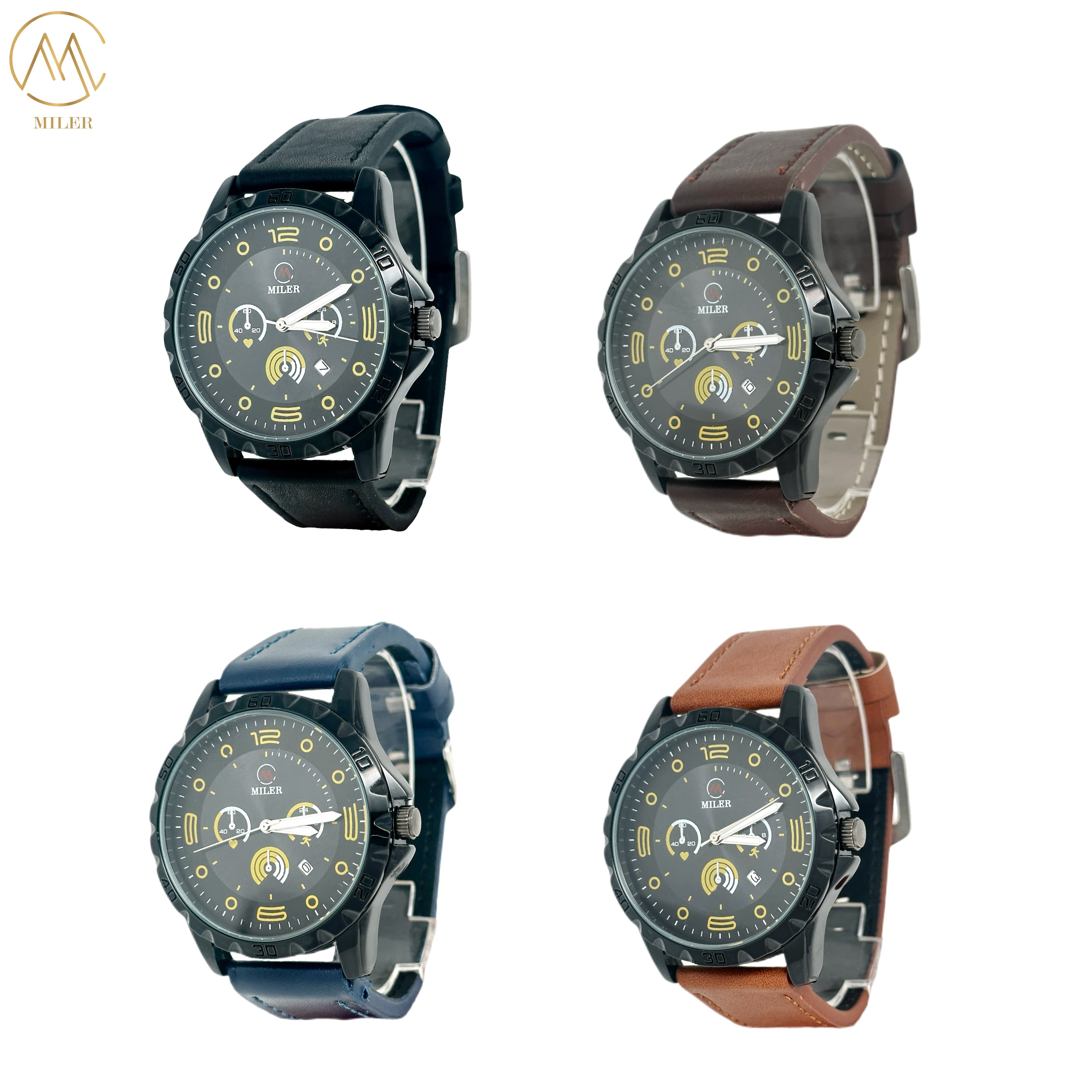 30 Meters Water Resistance Leather Strap Quartz Watch with OEM LOGO Customization