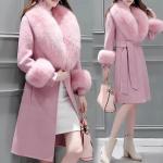 New Design Autumn & Winter Warm Women Pink Long Fur Coats Clothing