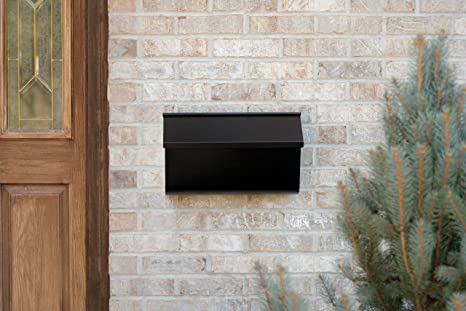 Custom Logo Contemporary Designer Mailbox in Powder-Coated Black with Optional Lock