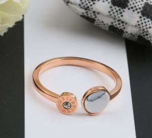 Wholesale 316L Steel 18k Real Gold Shell Opening Ring Jewelry Roman Number Diamond Finger Rings from china suppliers