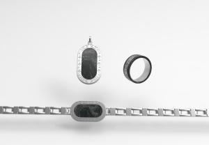 Wholesale Silver Stainless Steel Carbon Fiber Jewelry Trio Unisex Fashion Accessories from china suppliers