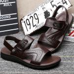 Flat Handmade Leather Sandals Leisure Black Beach Sandals With Leather Upper