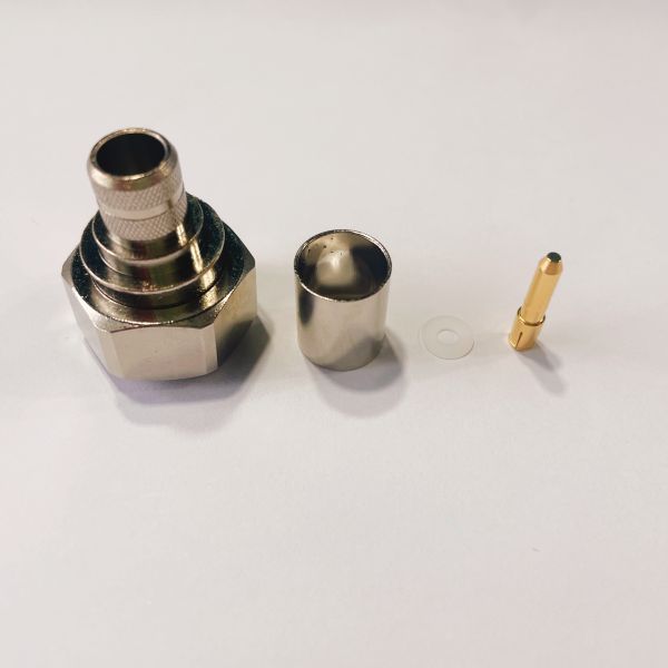50 Ohm 4.3-10 DIN Connector Male Plug with Nickel Plated Brass and PTFE Insulator for LMR400 Cable