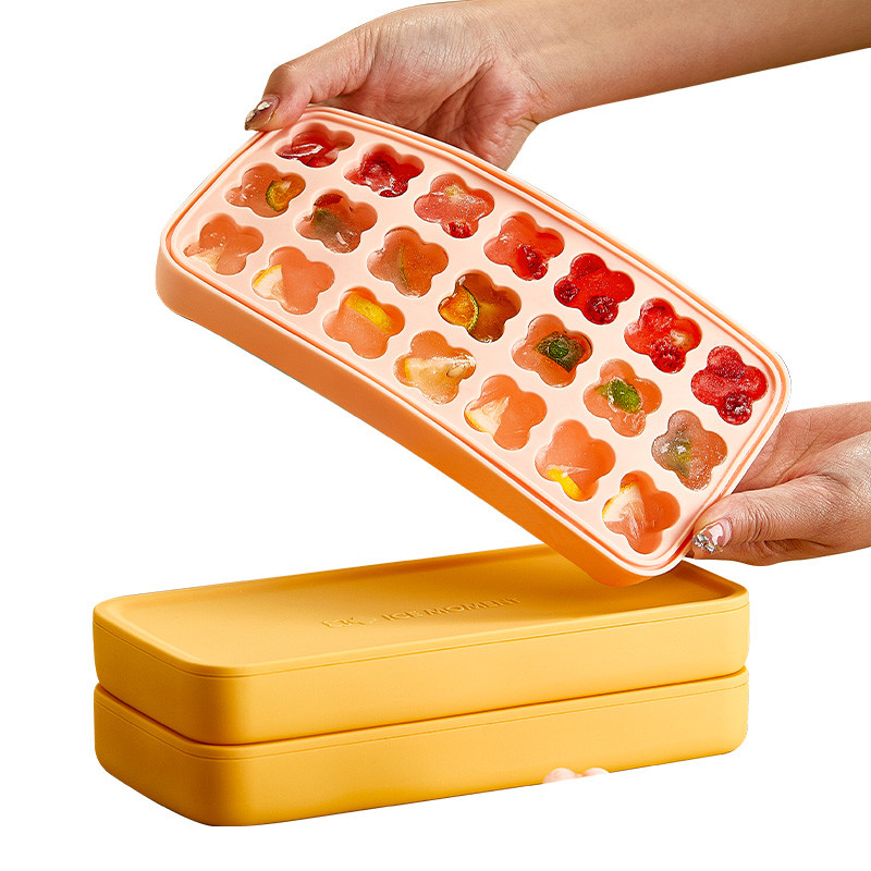 21 Compartments Four Leaf Clover Ice Cube Silicone Molds With Lid Customized