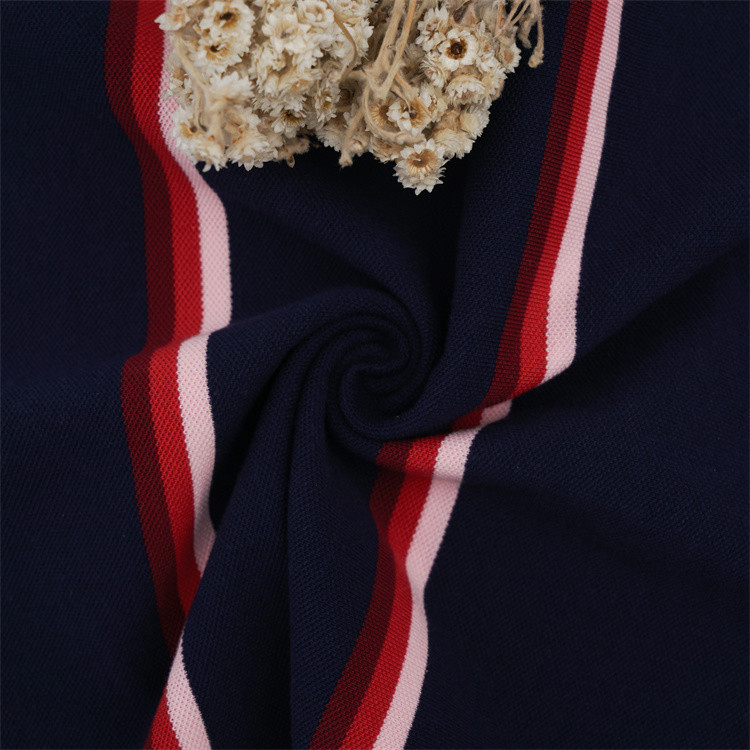 Good Texture Breathable Durable Wear-Resistant Striped Knit Fabric For Polo Shirt