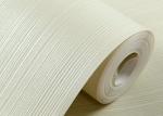 Non Woven Interior Decorating Wallpaper , Beige Flocking Striped Wallpaper For