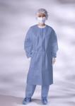 Non Toxic Blue Disposable Plastic Isolation Gowns Coveralls Fluid Resistant