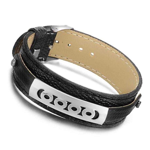 Tagor Stainless Steel Jewelry Super Fashion Silicone Leather Bracelet Bangle