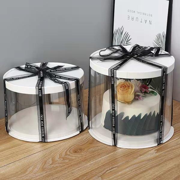 Transparent Round Tall Clear Plastic Disposable Cake Containers For Wedding