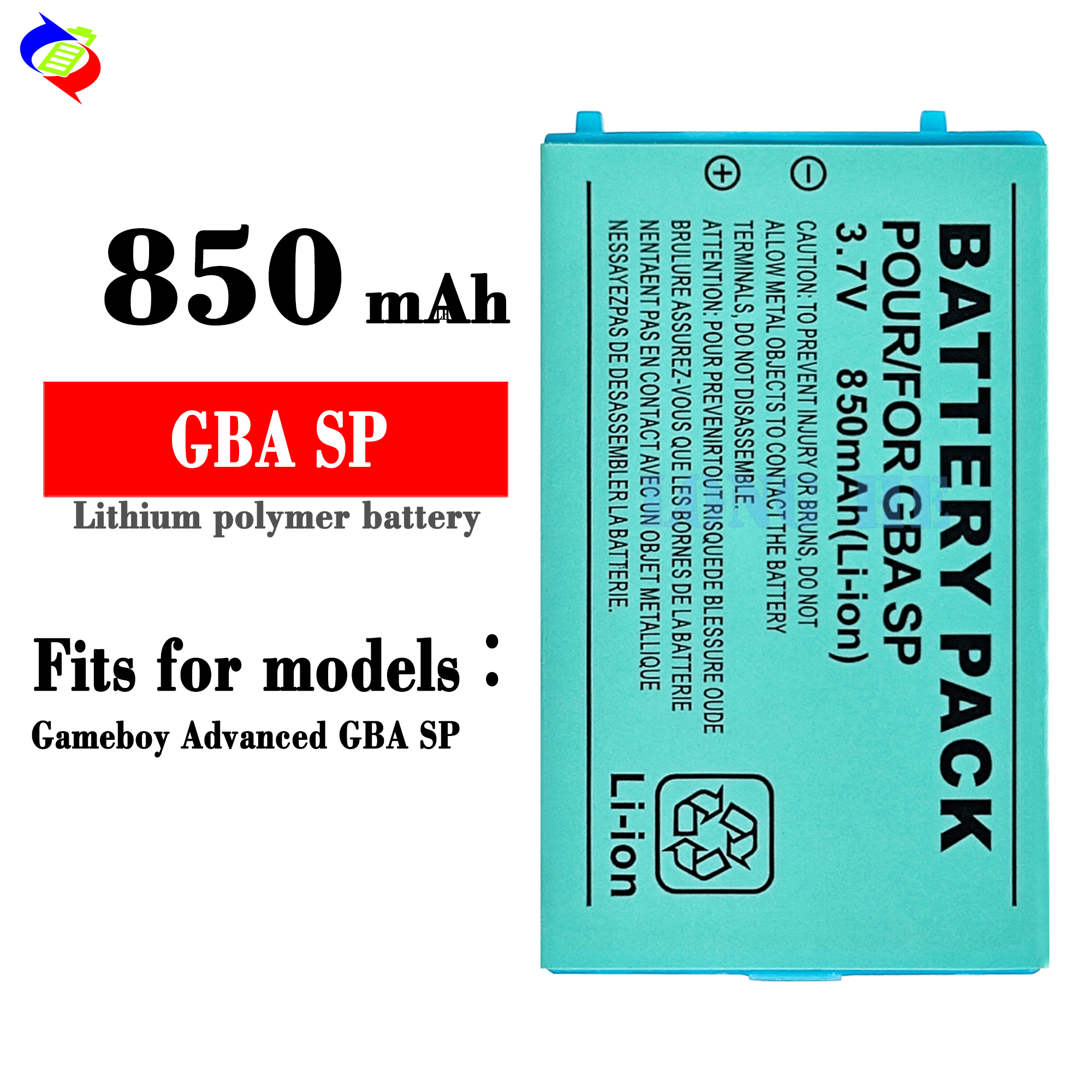 GBA SP 850mAh Mobile Battery for Nintendo SWITCH Gameboy Advanced Rechargeable Li-ion
