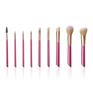 Wholesale OEM 9PCS Makeup Brush Set Low MOQ Vegan Pink Wood Handle Cosmetics Brushes from china suppliers