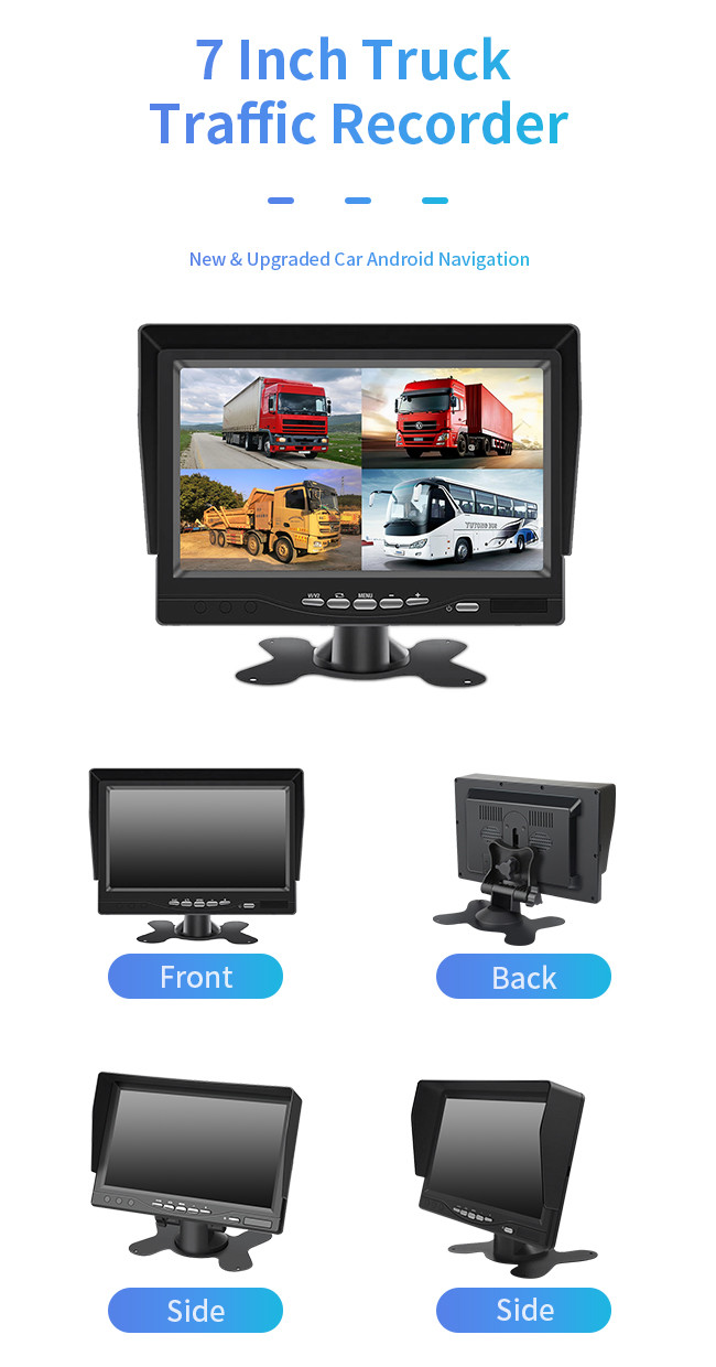 7 Inch Car DVR Camera 4 Way Truck Traffic Front And Rear Video Full HD